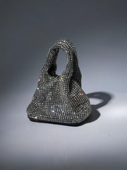 Sac seau en cristal argenté