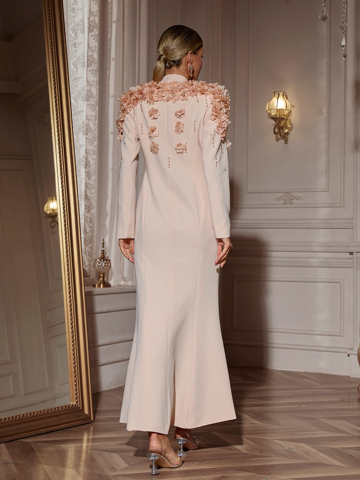 Long Sleeve Flower Maxi Dress