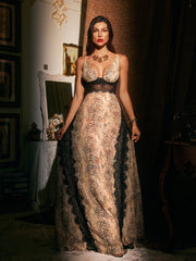Robe maxi imprimée en dentelle 