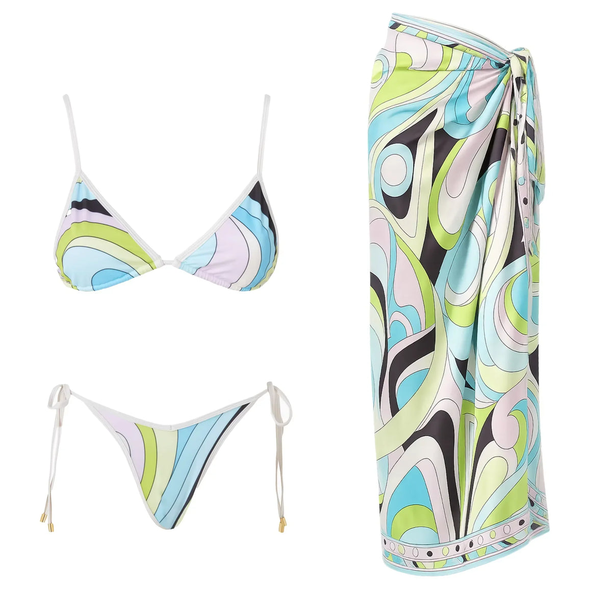 Bikini with Print Swimsuit Bikini V Neck Swimsuit Resort Wear Swimwear Halter Swimsuit Bathing Suit