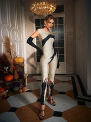 Combinaison illusion mains de diamant beige 