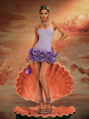 Robe bustier mini à fleurs violette 