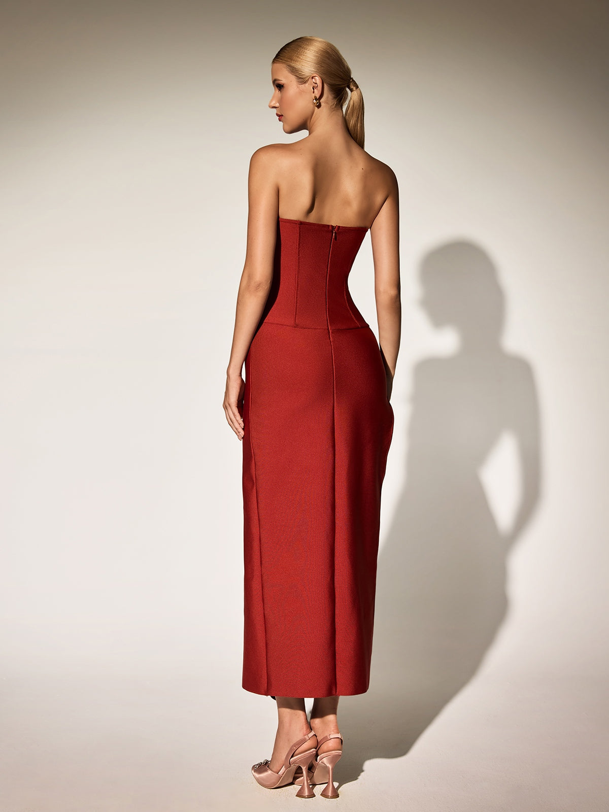 Strapless Flower Tiered Bandage Maxi Dress
