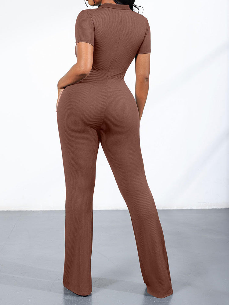 Zip Up Bodycon Jumpsuits