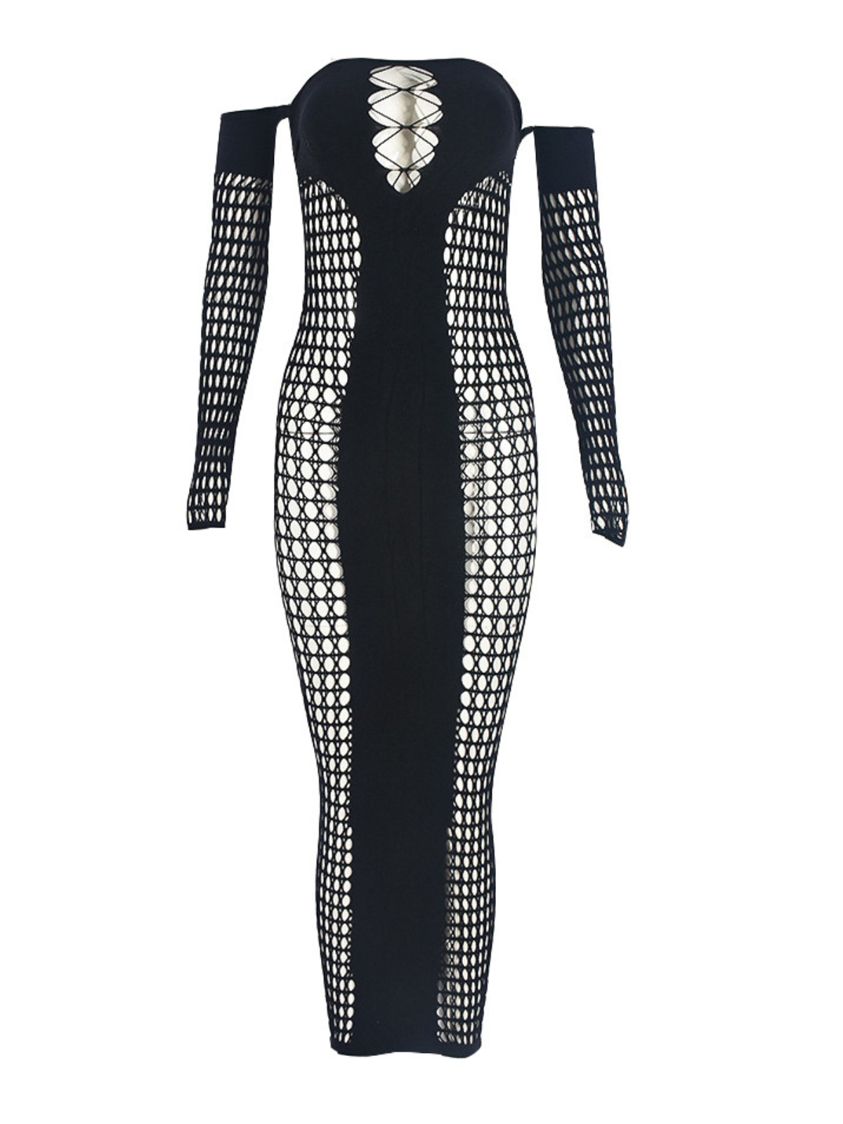Robe midi à épaules dénudées et découpes 