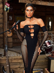 Robe midi à épaules dénudées et découpes 