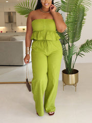 Smock Ruffle Top Pants Set