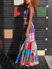 Plaid Color Block Dresses