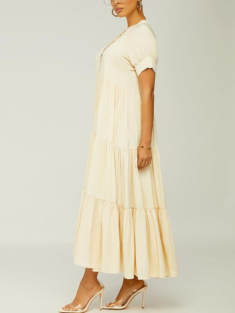 Solid Color Ruffle Dresses