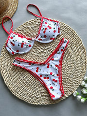 Cherry Printed Underwired Bikini Two-pieces Bikini Set