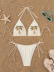 Coconut tree Printed Halter Bikini Two-pieces Bikini Set