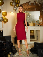 Robe midi bandage sans manches 