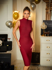 Robe midi bandage sans manches 