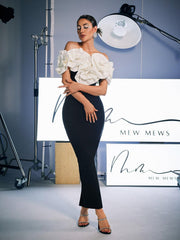 Off Shoulder Flower Bandage Dress