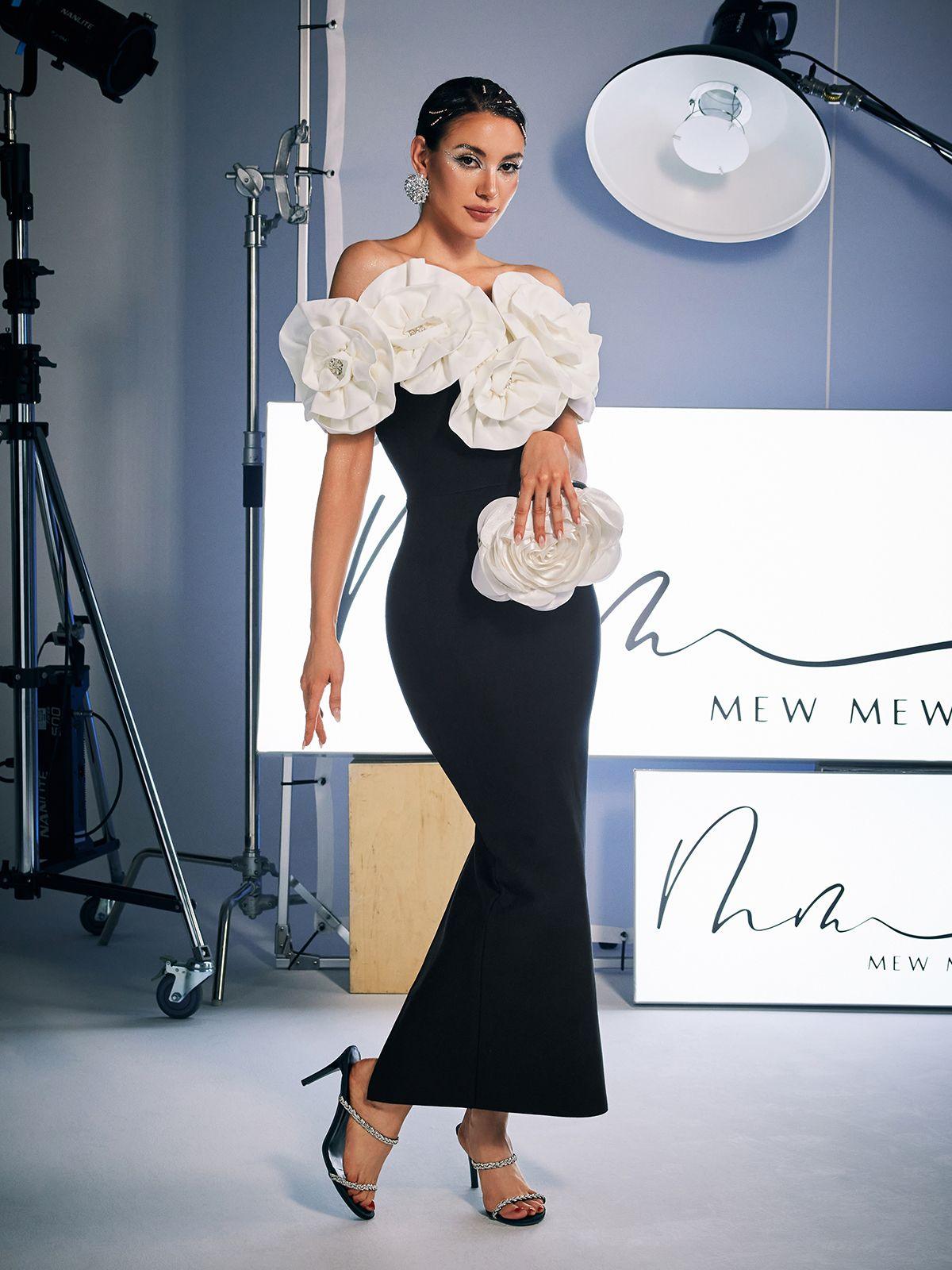 Off Shoulder Flower Bandage Dress