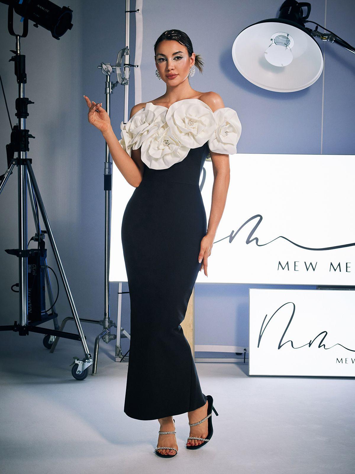 Off Shoulder Flower Bandage Dress