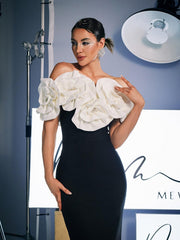 Off Shoulder Flower Bandage Dress