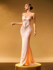 Robe longue bustier à sequins 