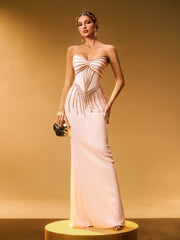 Robe longue bustier à sequins 