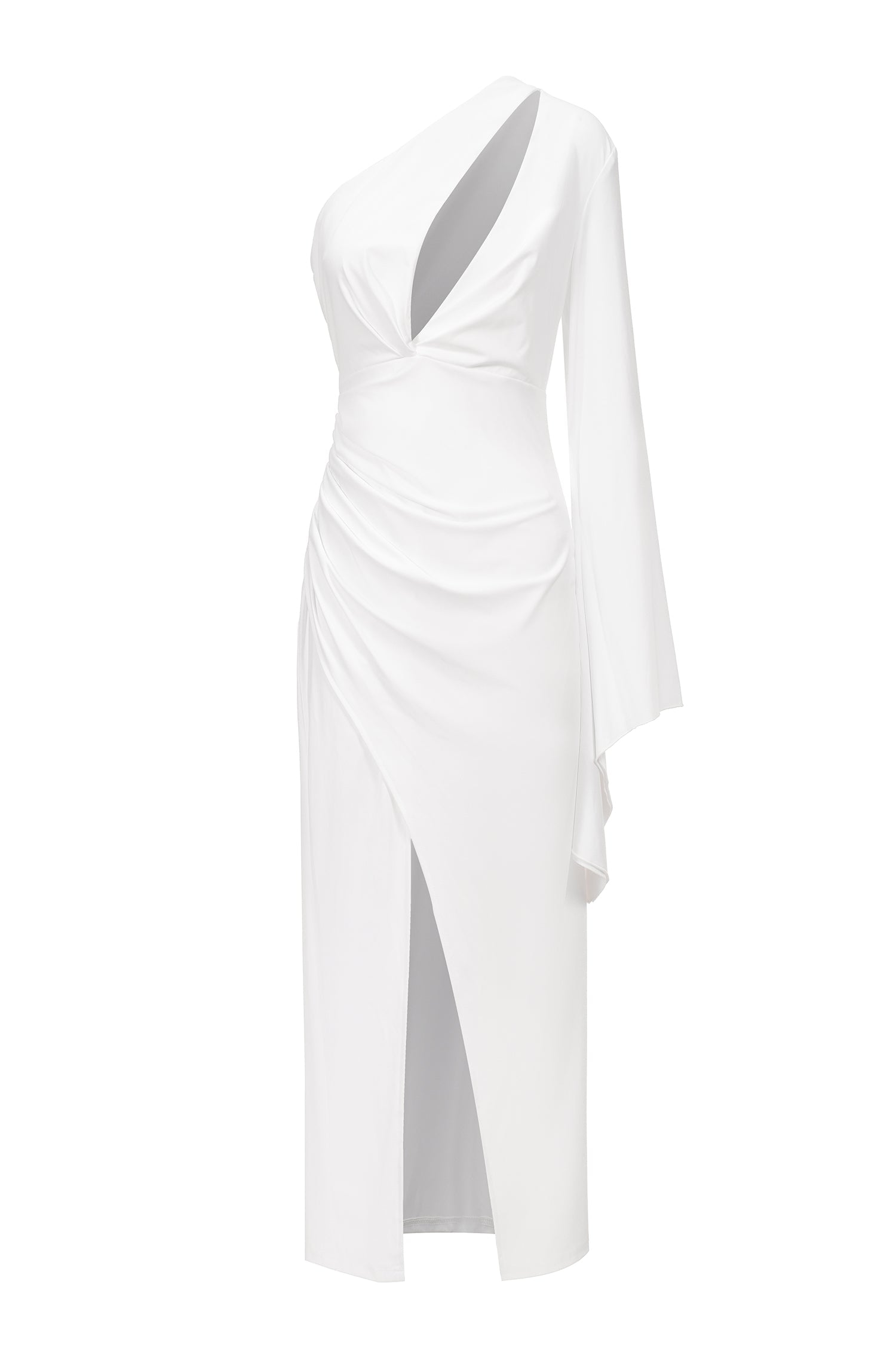 Robe midi asymétrique fendue sur une épaule 