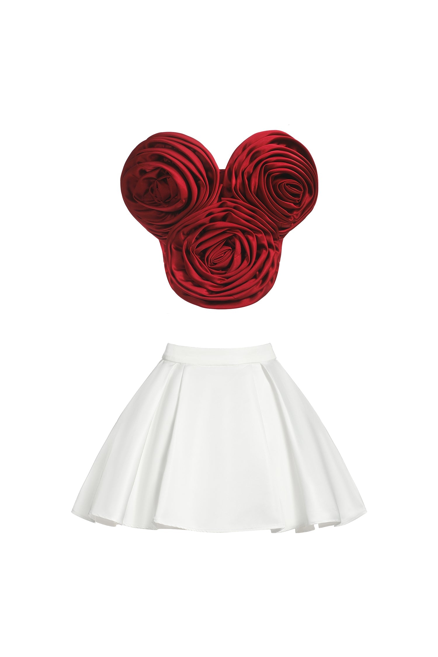 Flower Strapless Waist Mini Dress