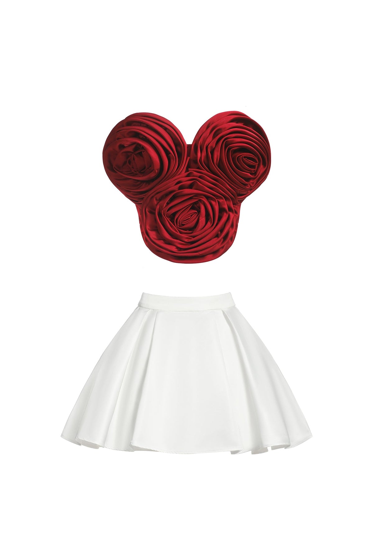 Flower Strapless Waist Mini Dress