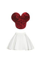 Flower Strapless Waist Mini Dress