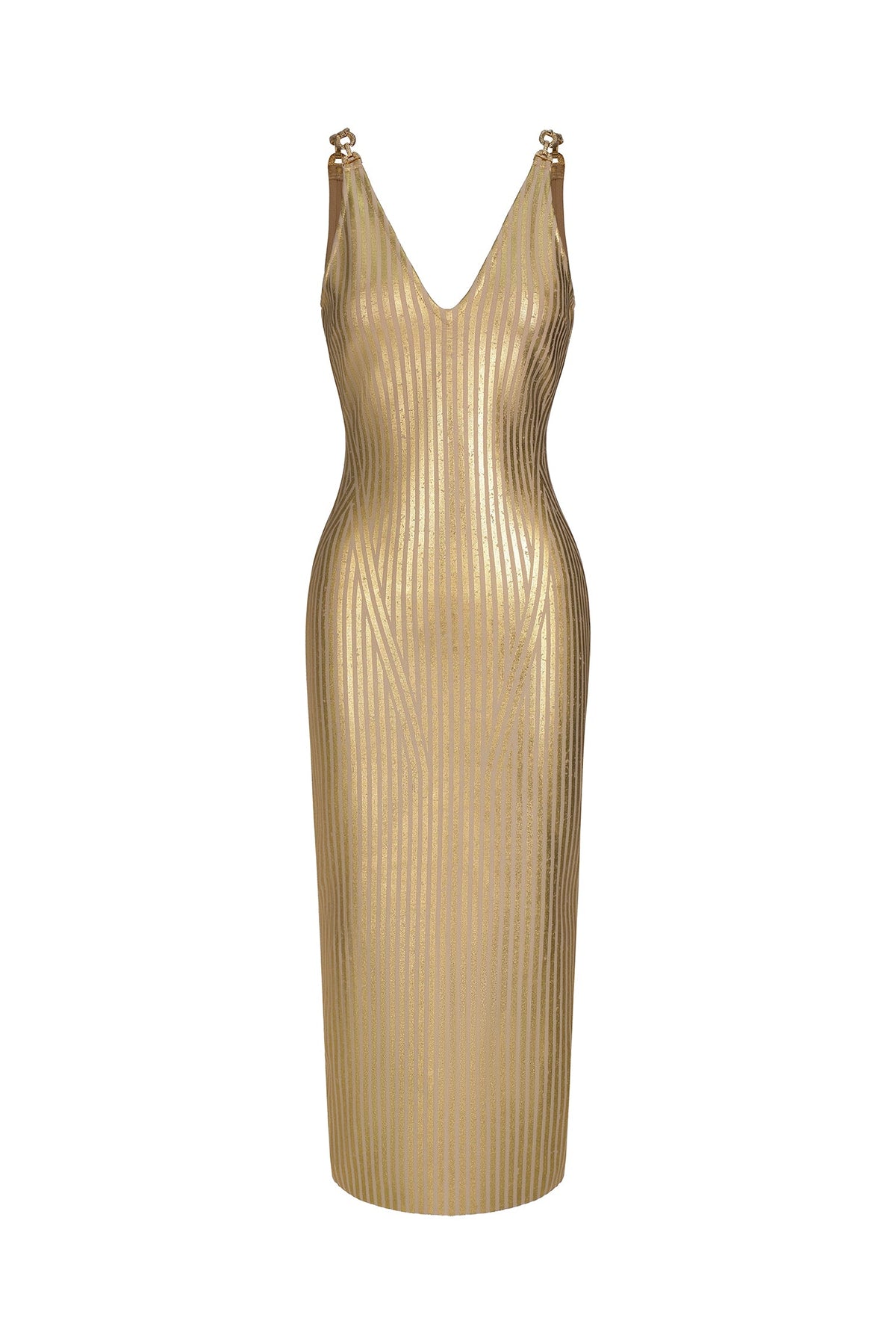 Robe longue sans manches fendue à col en V 