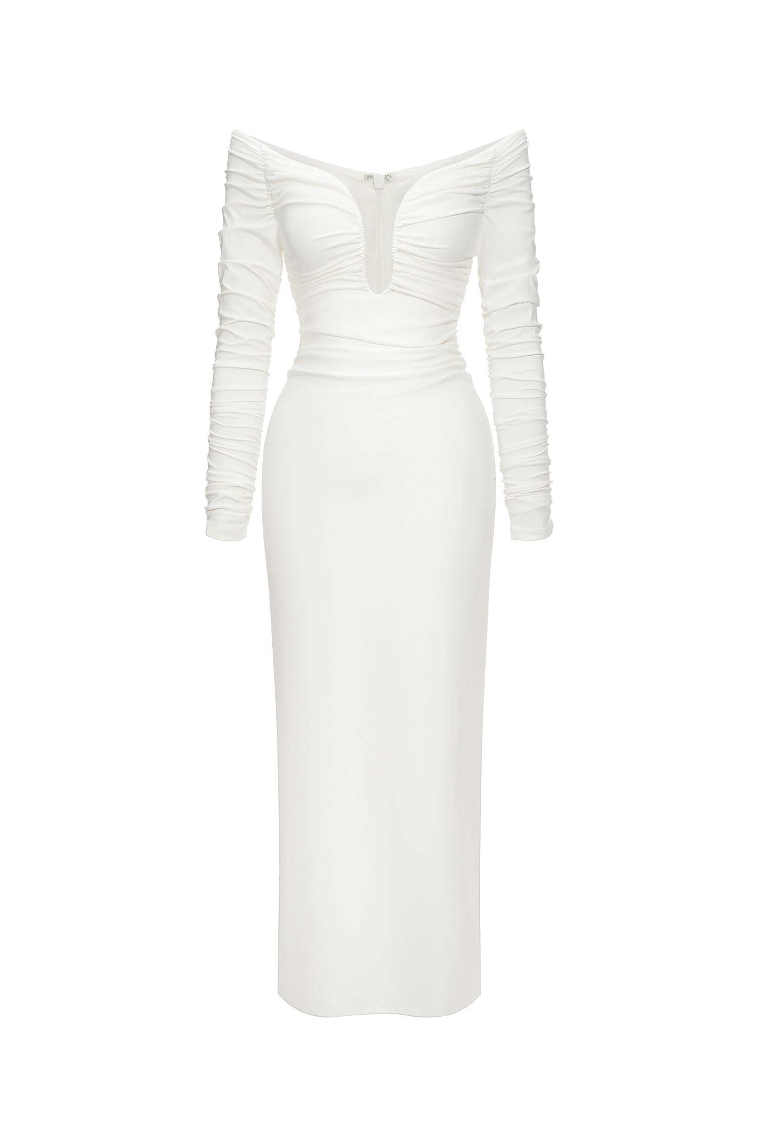 Robe maxi à manches longues et épaules dénudées 