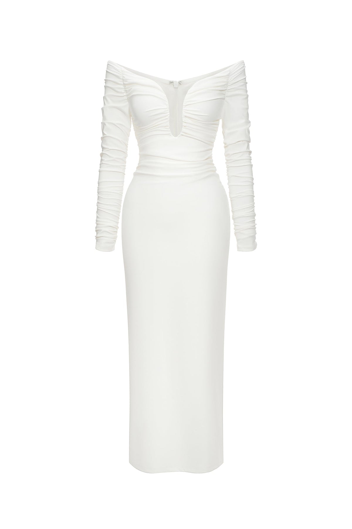 Robe maxi à manches longues et épaules dénudées 