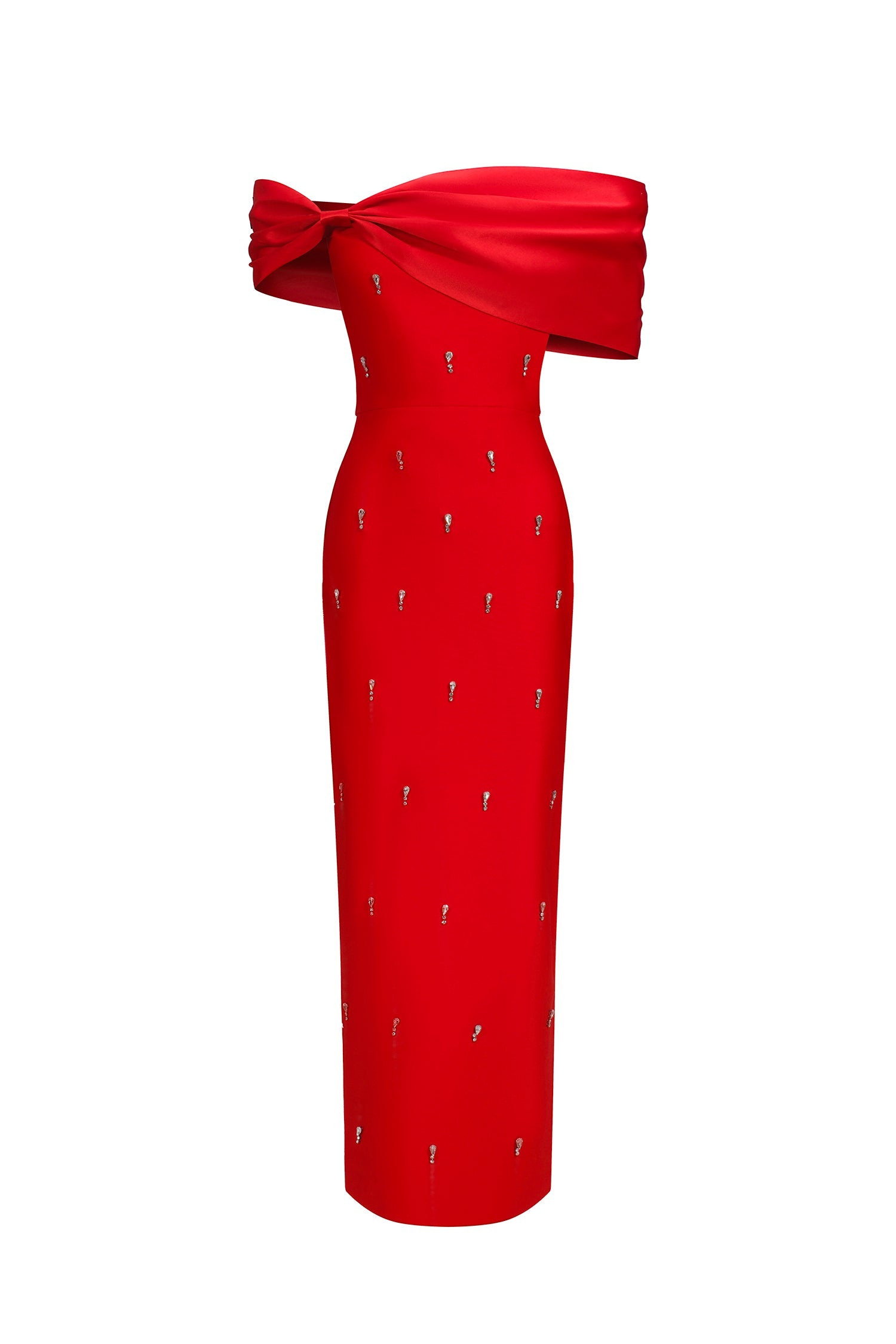 Sleeveless One Shoulder Diamond Bow Bandage Maxi Dress