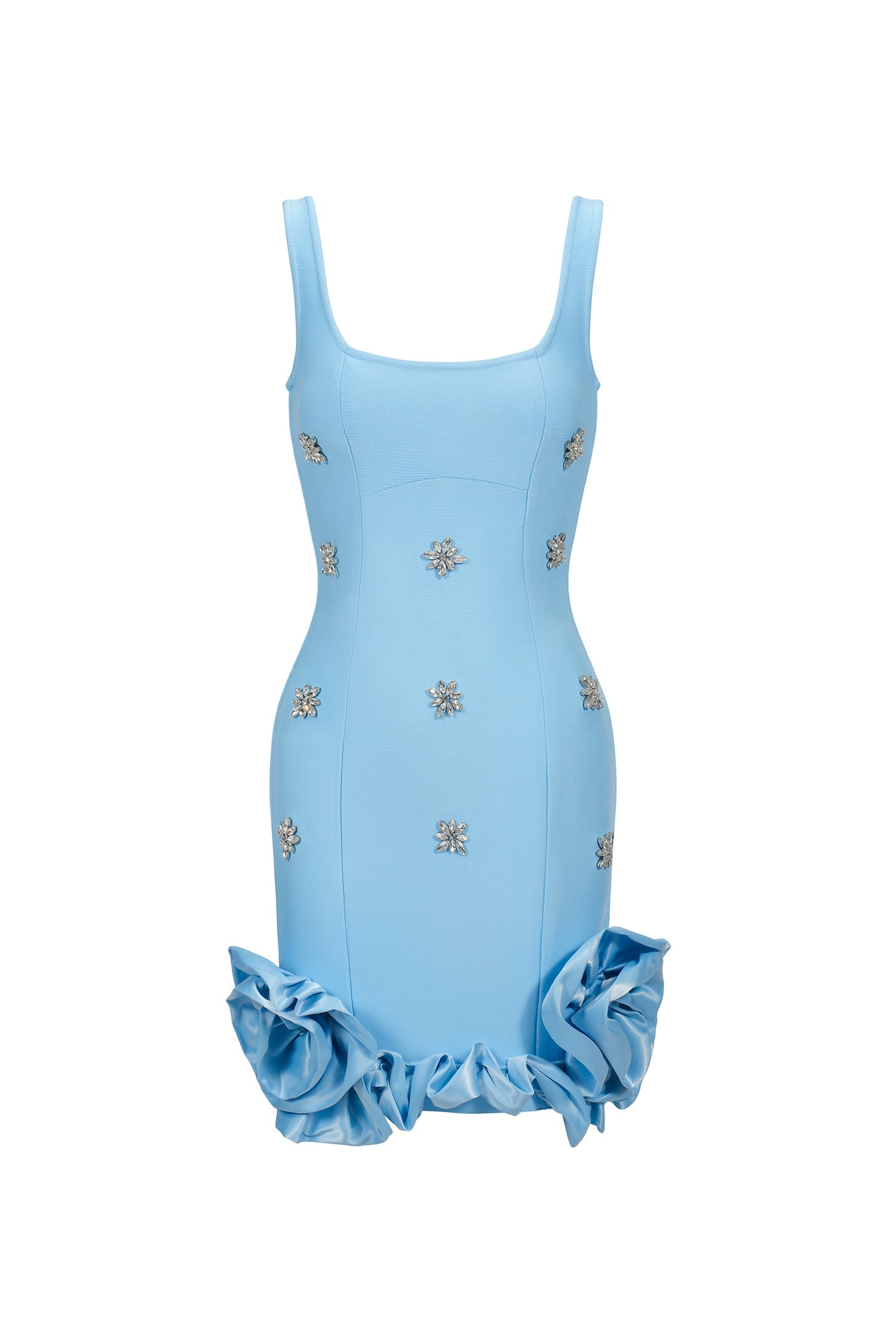Sleeveless Diamond Flowers Mini Dress