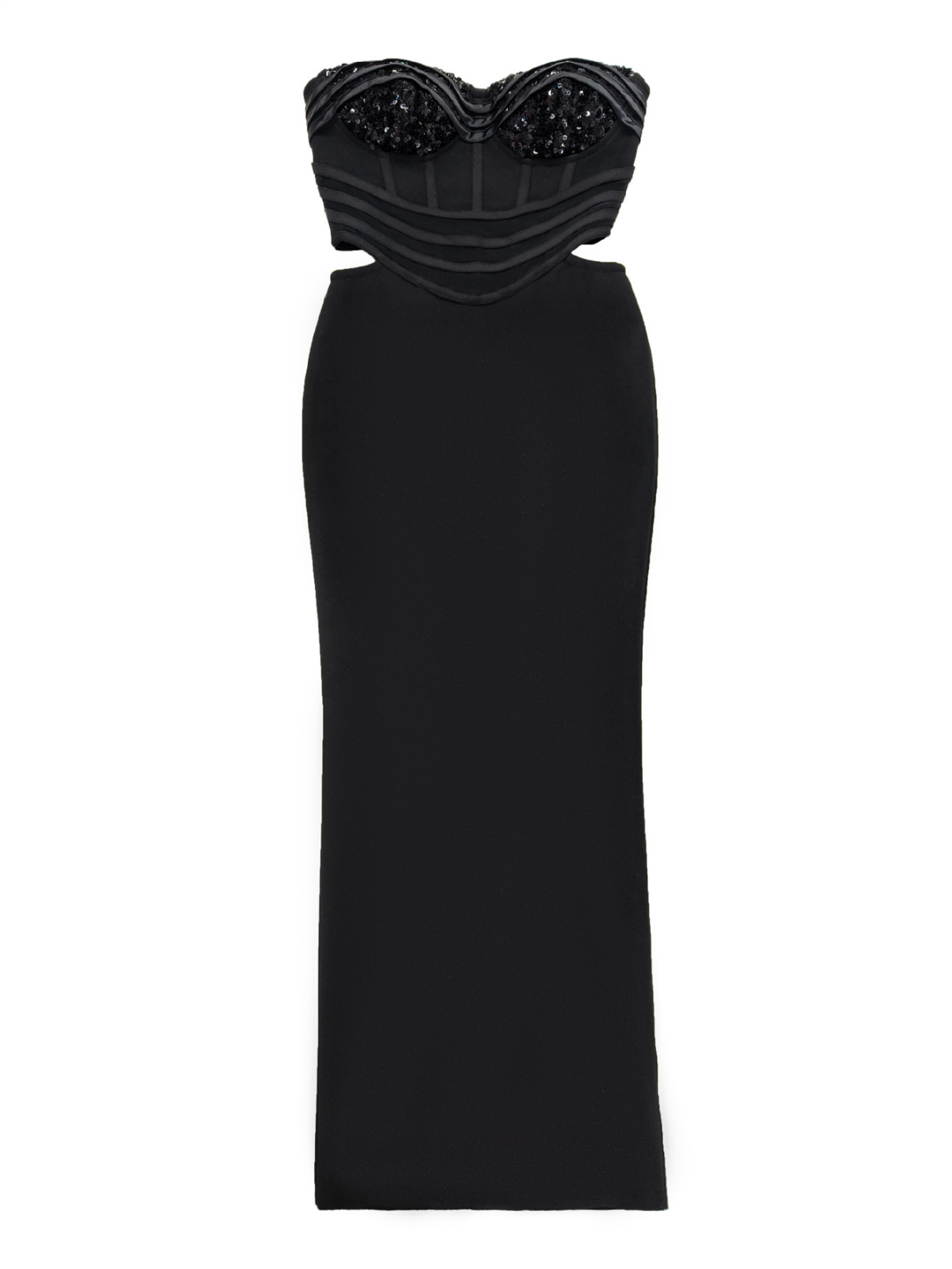 Robe longue bustier à découpes et bandage 