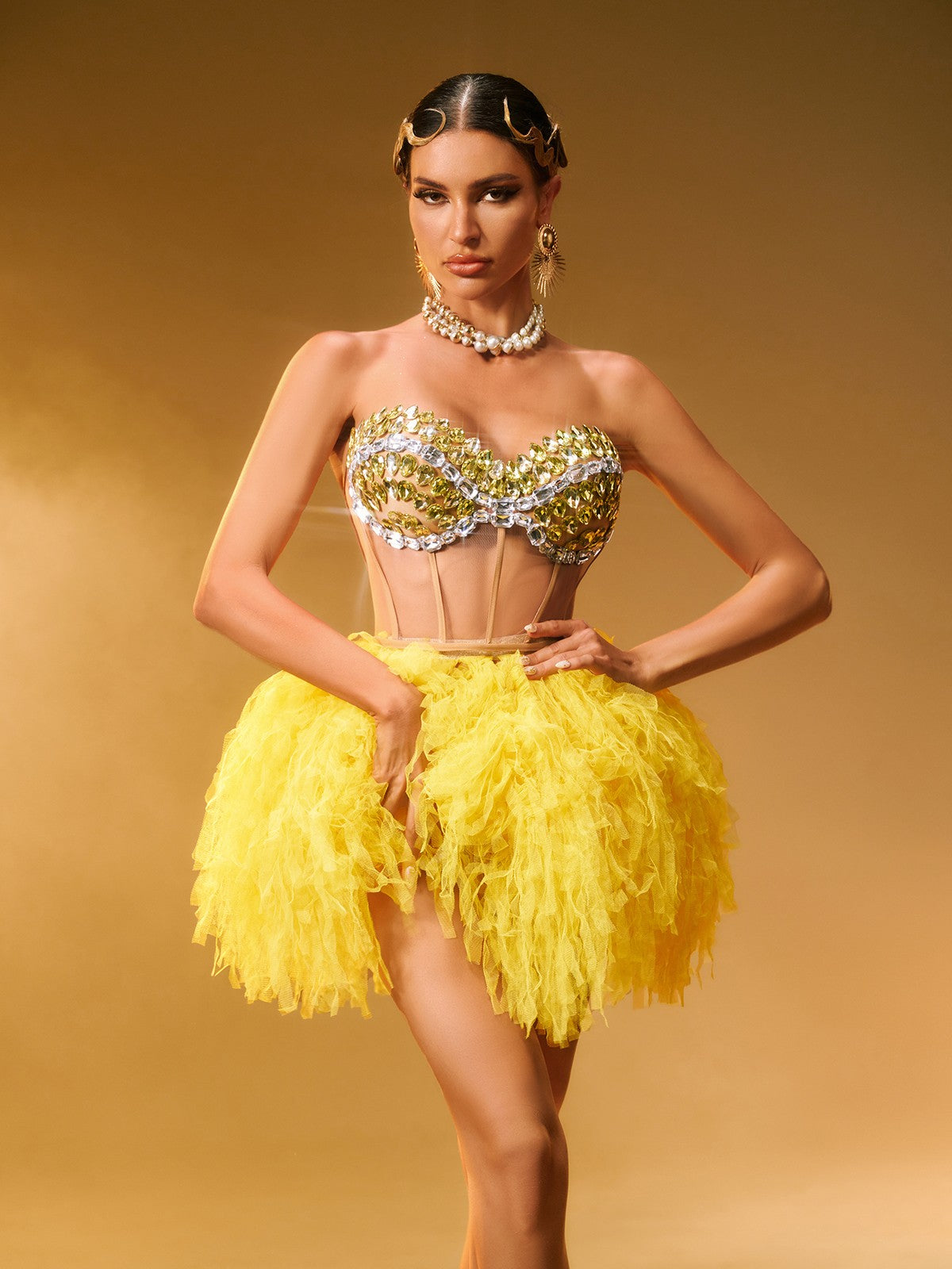 Strapless Corset Tulle Skirt Set