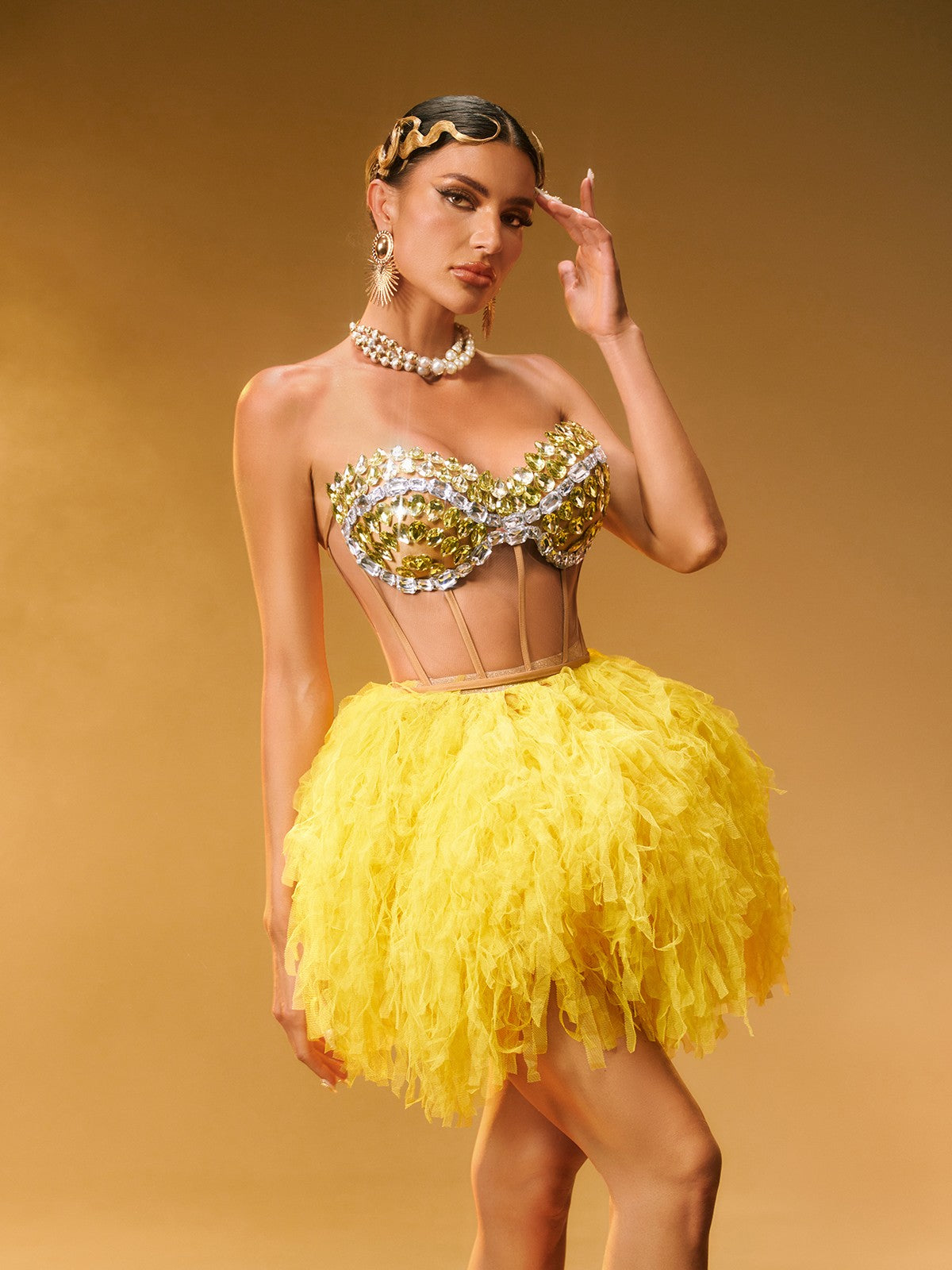 Strapless Corset Tulle Skirt Set
