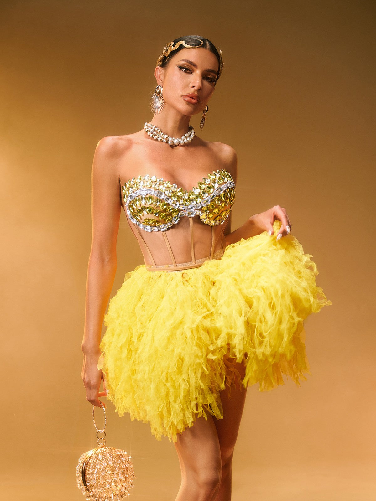 Strapless Corset Tulle Skirt Set