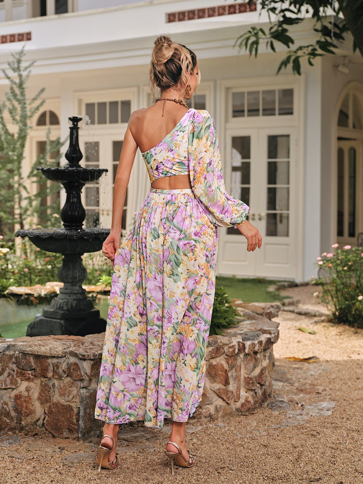 Floral Cutout Swimwear Two Piece Set
