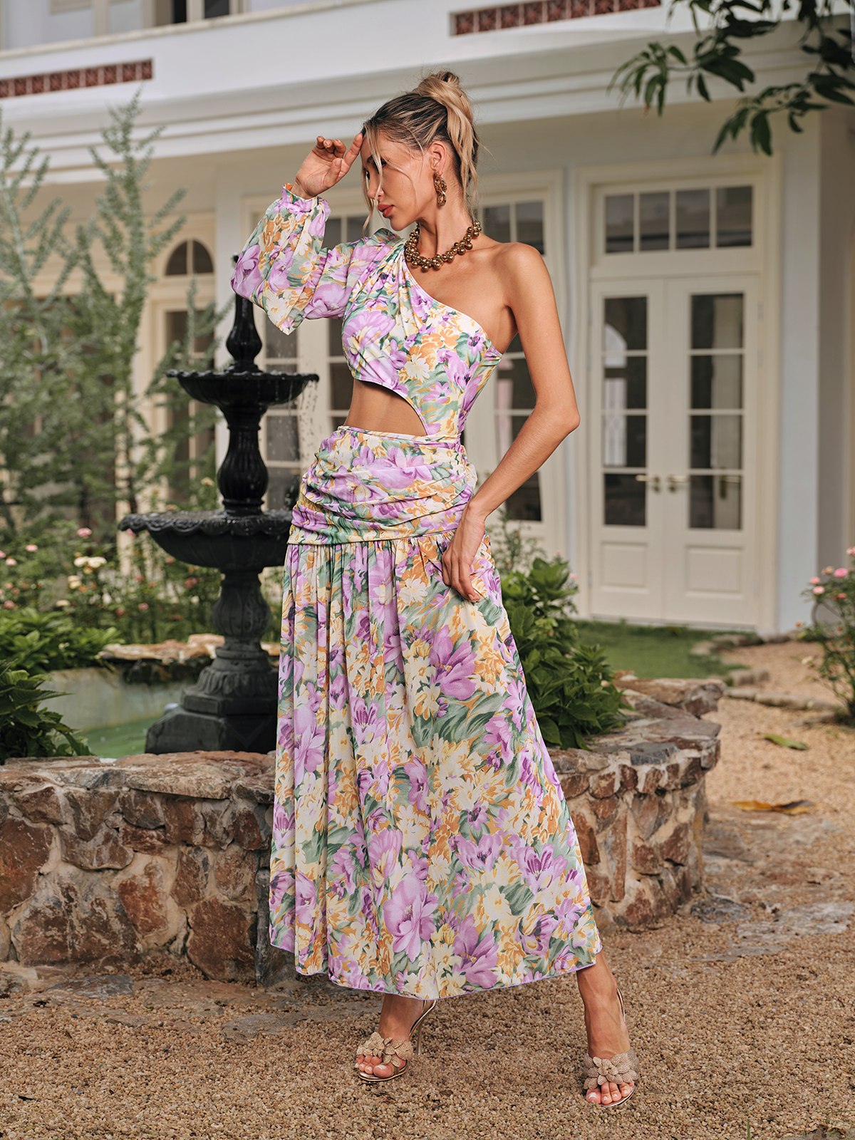 Floral Cutout Swimwear Two Piece Set