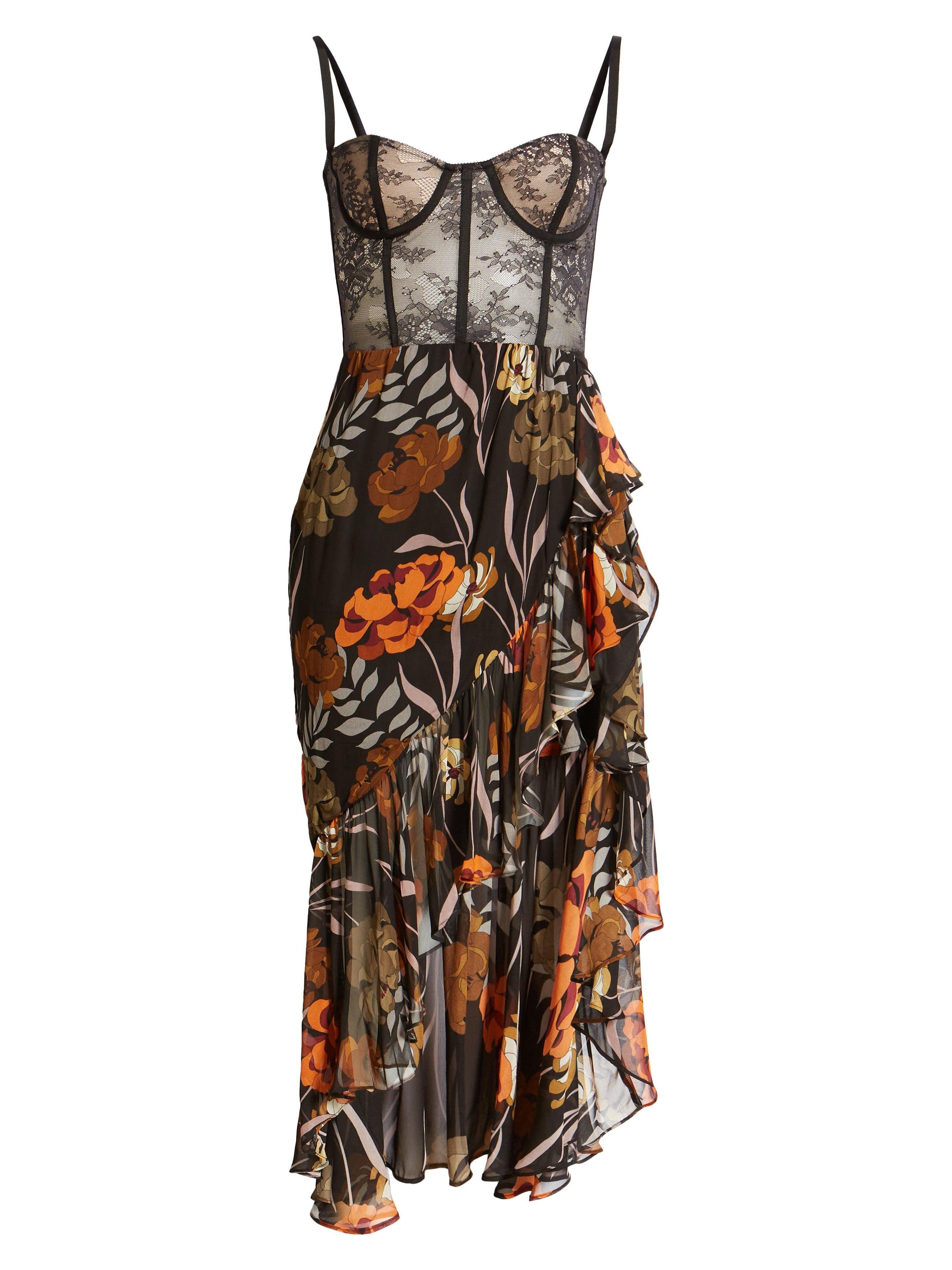Mesh Floral Midi Dress