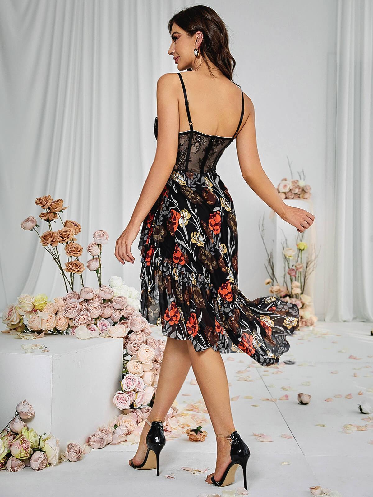 Mesh Floral Midi Dress