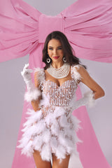 Pearl Feather Mini Dress