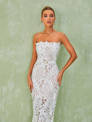 Robe midi en dentelle blanche 