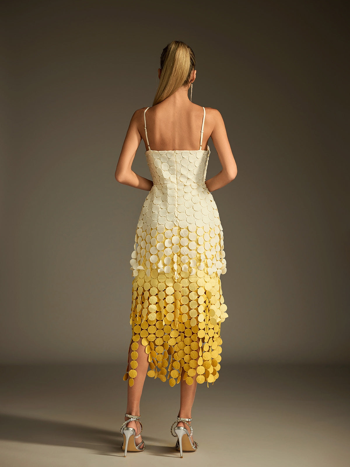 Robe midi à fines bretelles dégradées 