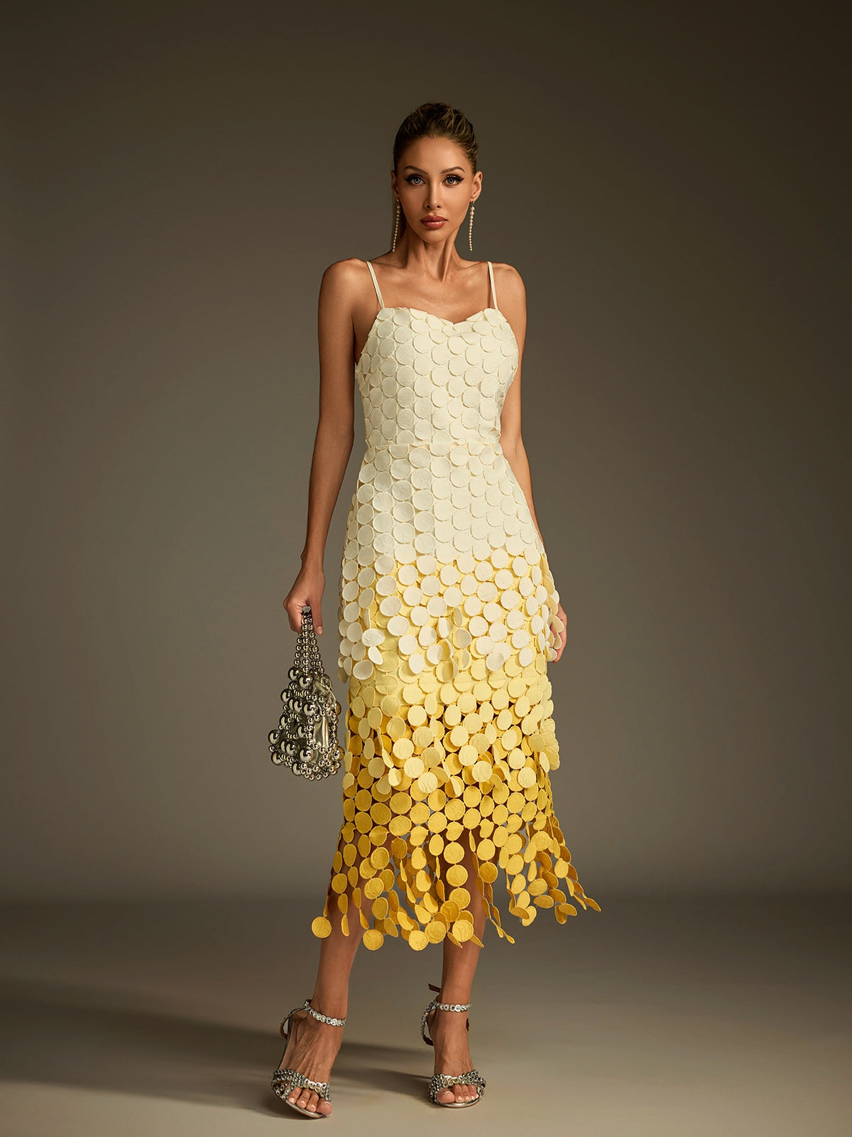 Robe midi à fines bretelles dégradées 