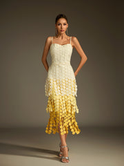 Robe midi à fines bretelles dégradées 