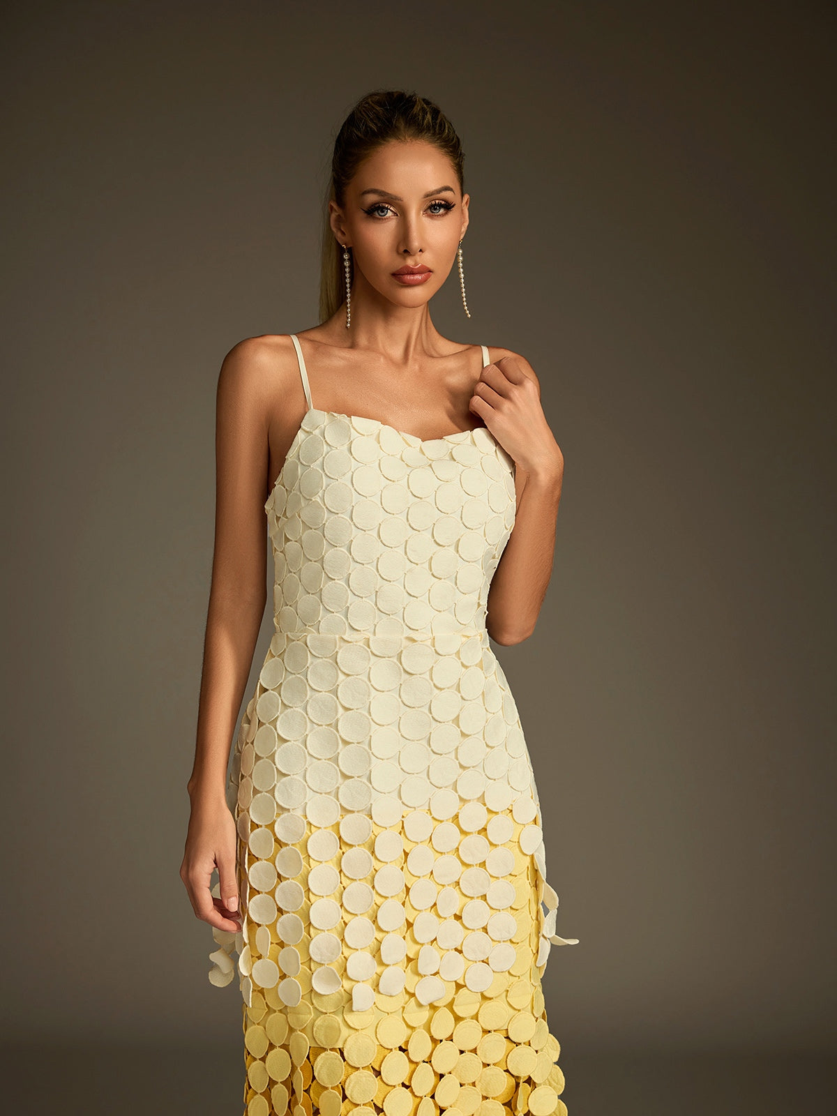 Robe midi à fines bretelles dégradées 