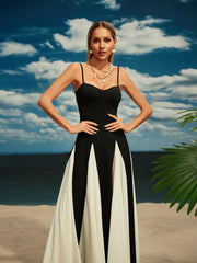 Robe longue en mousseline spaghetti 