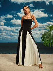 Robe longue en mousseline spaghetti 