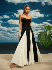 Robe longue en mousseline spaghetti 