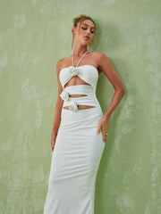 Robe midi dos nu à découpes 